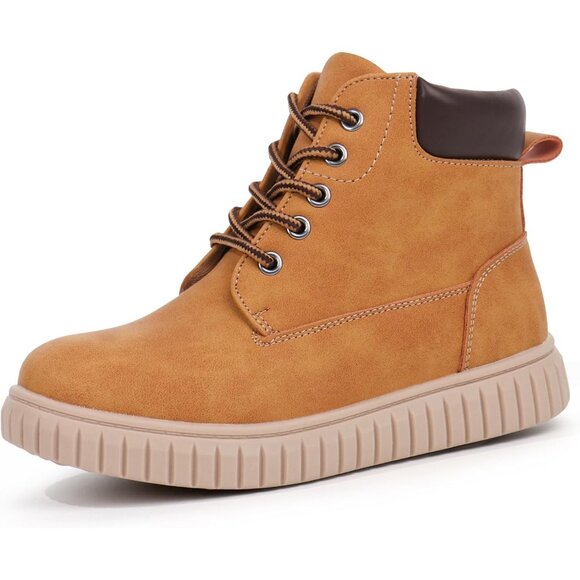 Kids Zipper Brown Ankle Boots Kids Sneaker with Boot-Like High Top Design - Picture 5 of 6